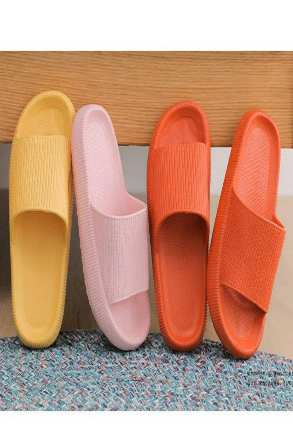 Thick Platform Comfy Orange Rubber Slide Sandals - TGC Boutique - Orange Slides