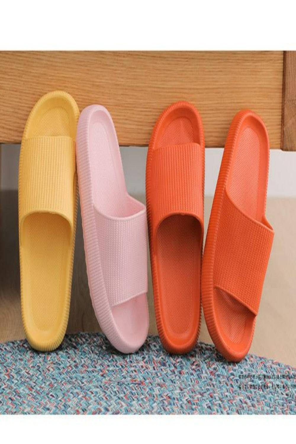 Thick Platform Comfy Yellow Rubber Slide Sandals - TGC Boutique - Yellow Slides