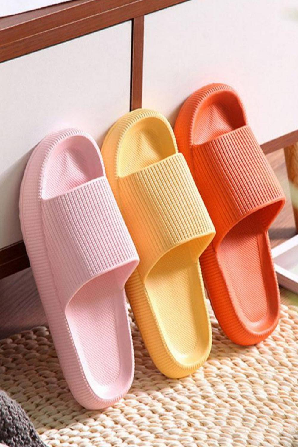 Thick Platform Comfy Yellow Rubber Slide Sandals - TGC Boutique - Yellow Slides