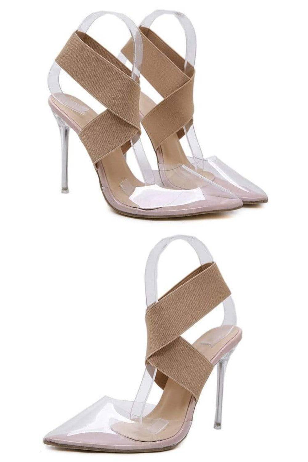 Transparent Heel Ankle Strap High Heel Sandals - TGC Boutique - High Heel Sandals