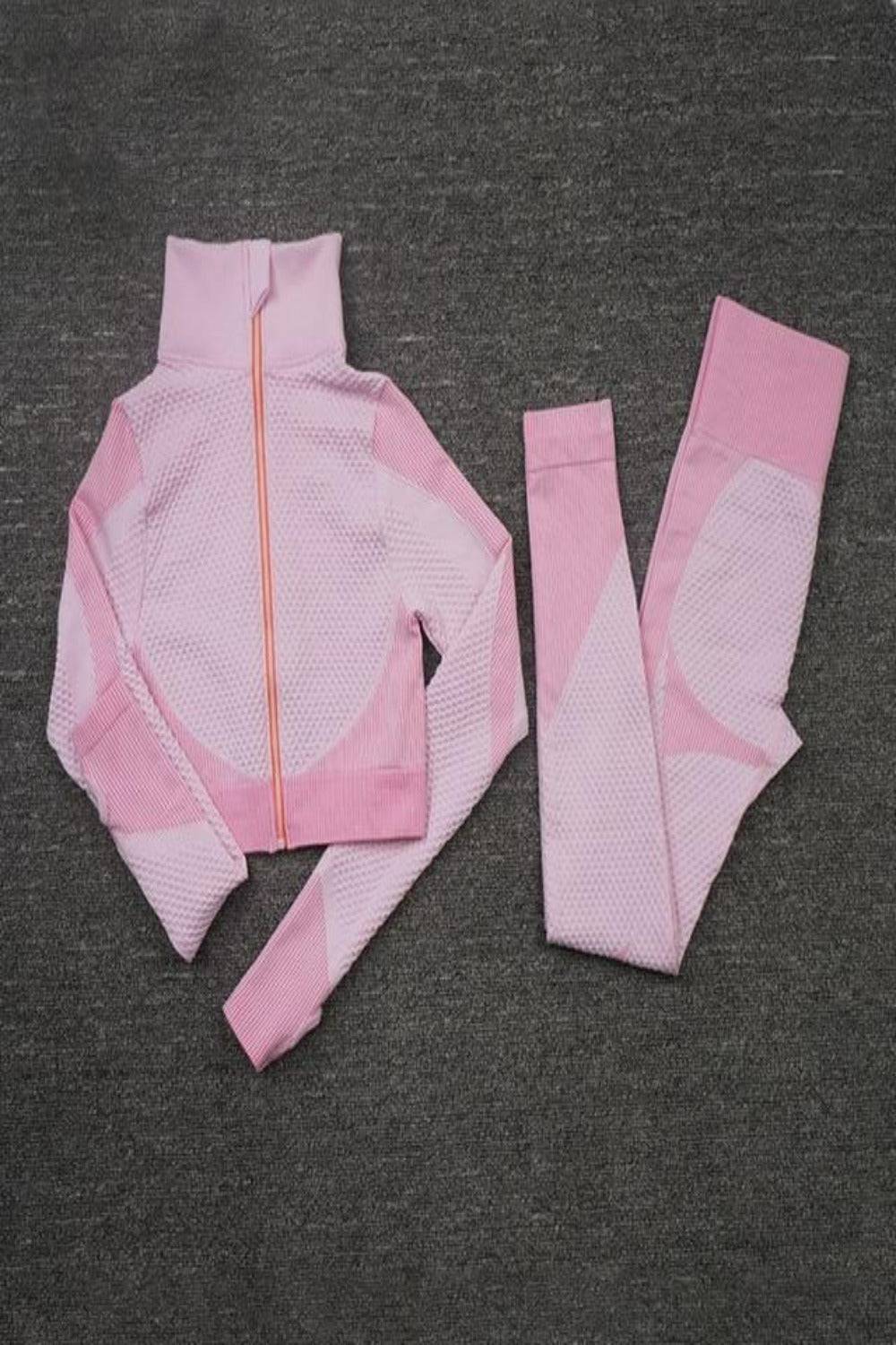 Tummy Control High Waisted Yoga Leggings Set - Pink - TGC Boutique - Workout Yoga Legging Set