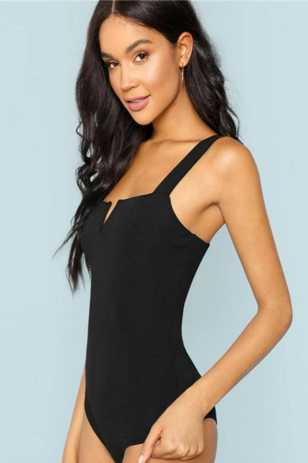 V Cut Black Bodysuit - TGC Boutique - Swimsuit
