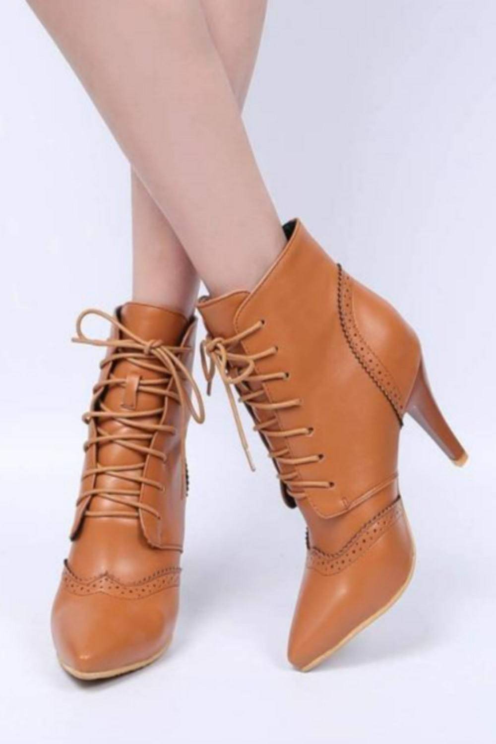 Vintage Winter Women Lace Up Lady Short Martin Boot - TGC Boutique - Ankle Booties