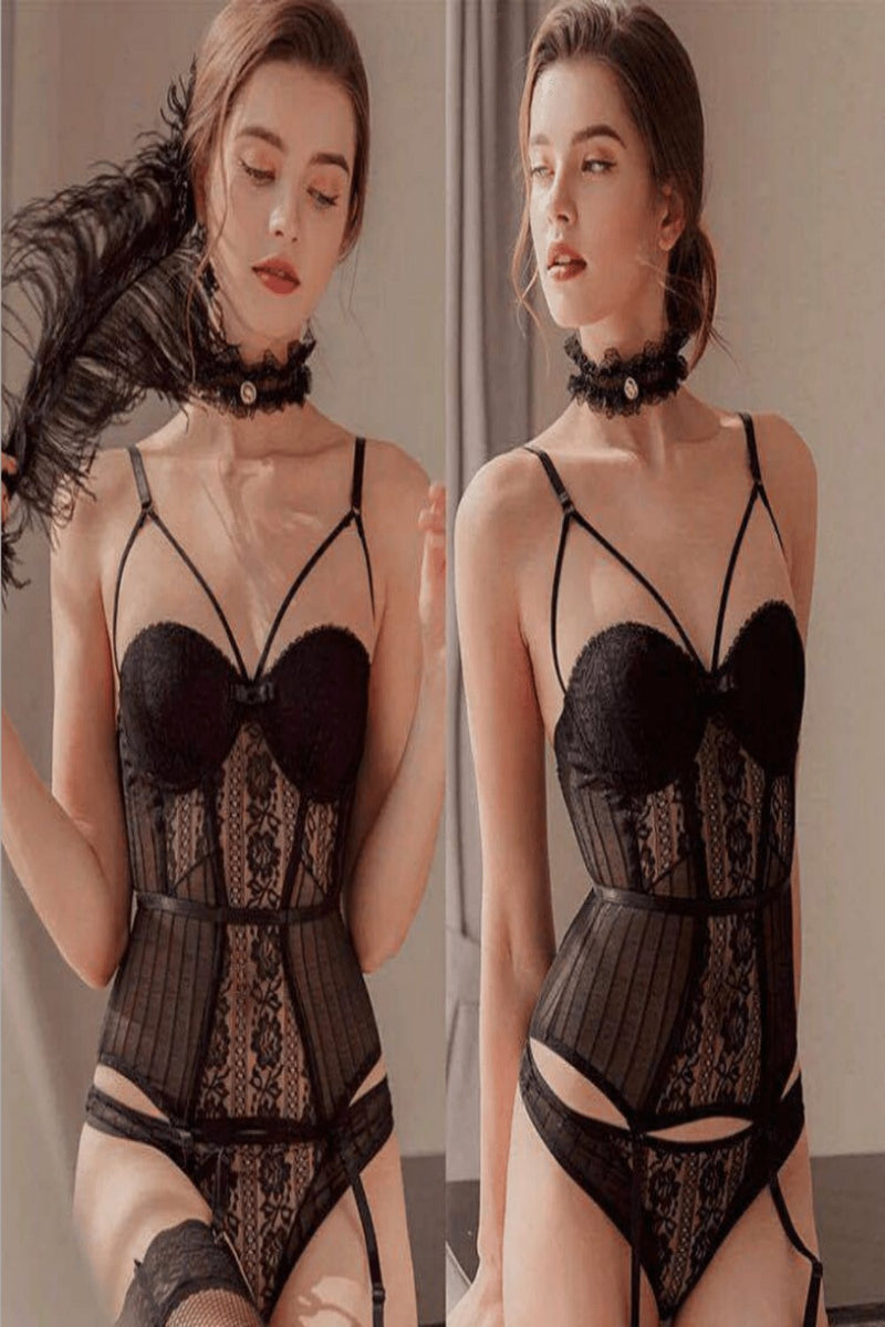 Bustier Corset Sexy Girdle Push Up Bodydoll See Through Lingerie Dress