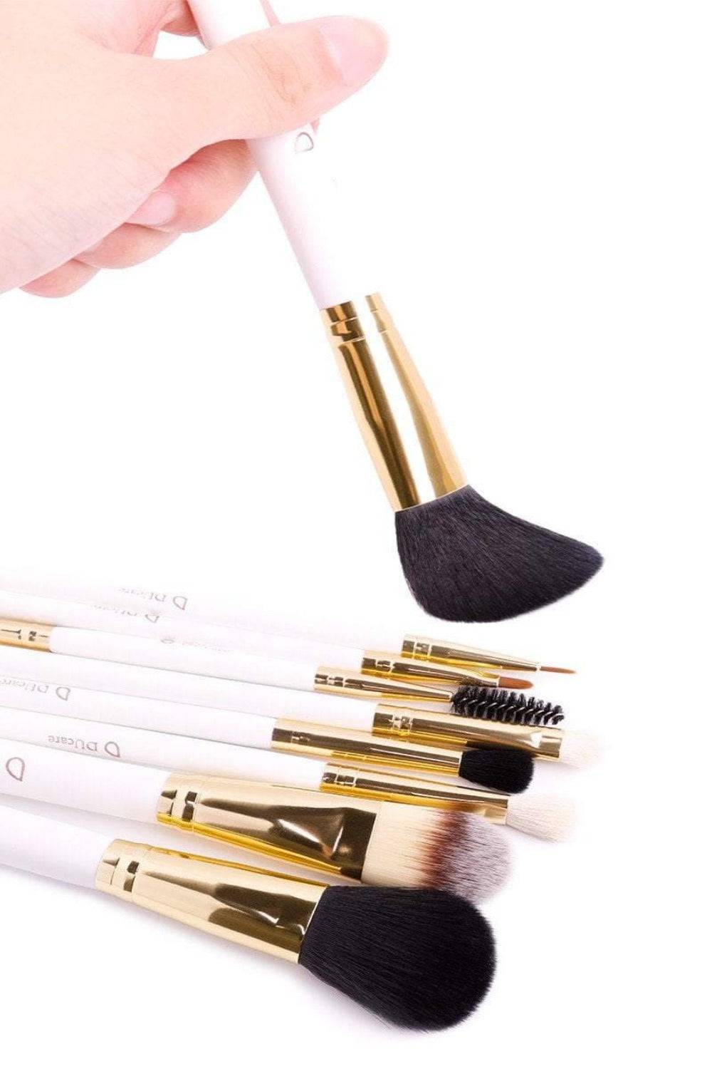 White Golden Professional Makeup Brush Set With Travel Bag - TGC Boutique - Makeup Brushes