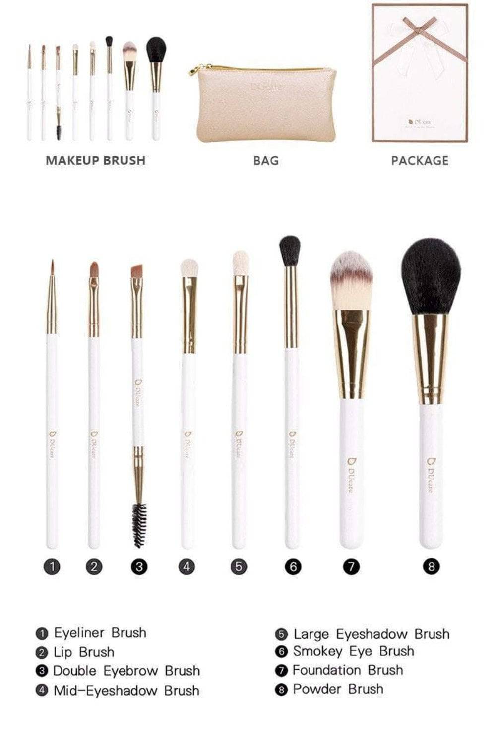 White Golden Professional Makeup Brush Set With Travel Bag - TGC Boutique - Makeup Brushes