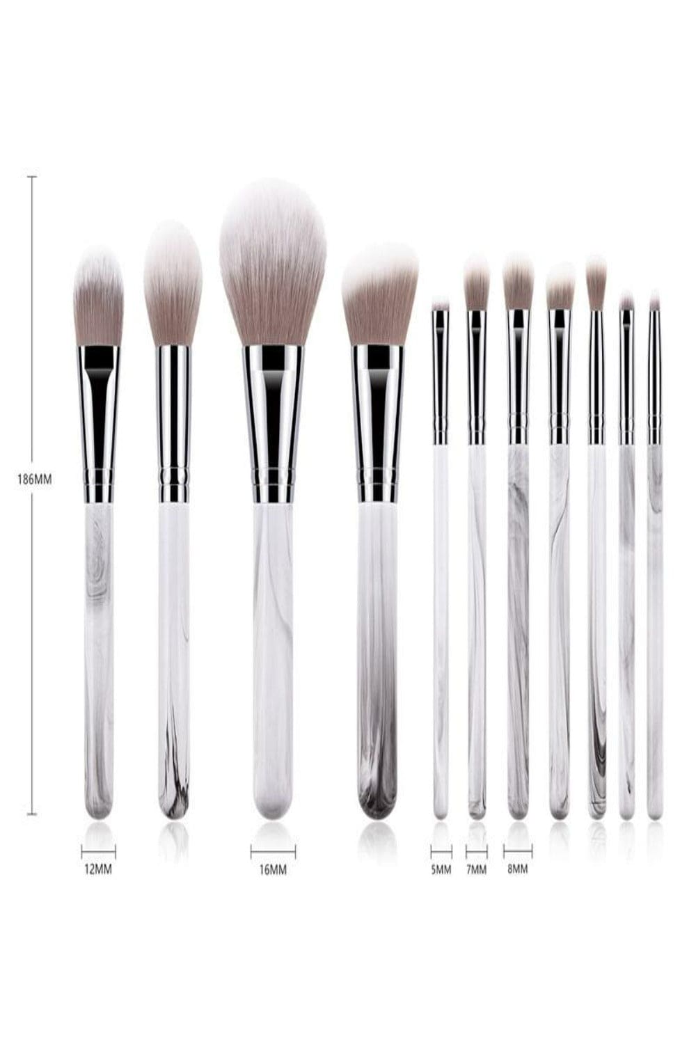 White Marble Professional Makeup Brush Set - 11 Pcs - TGC Boutique - Makeup Brush Set