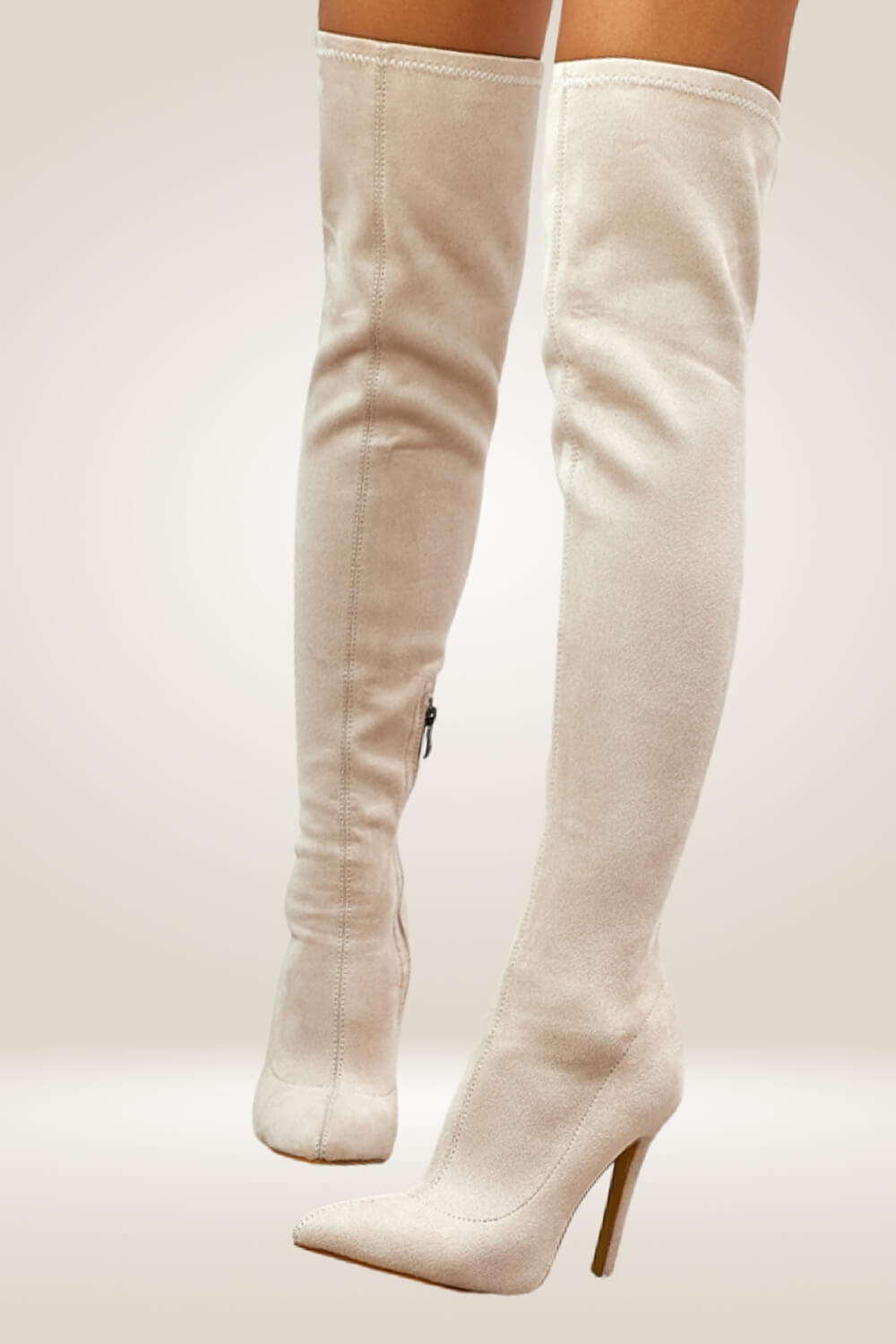 White Over The Knee High Heel Boots TGC Boutique