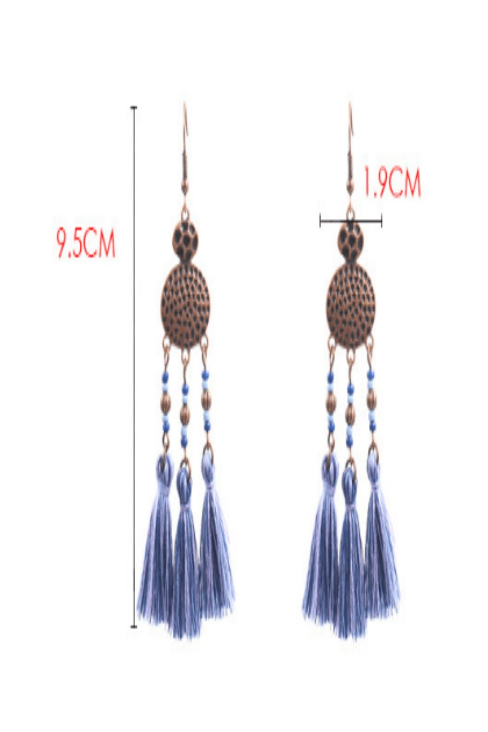 Woven Silk Geometric Fan Tassel Bohemian Earrings - TGC Boutique - Dangle Earrings