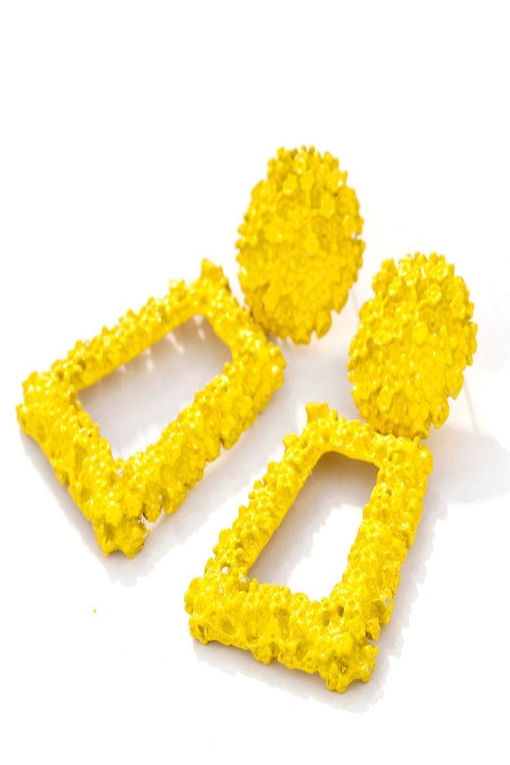 Yellow Chunky Statement Dangle Door Knocker Earrings - TGC Boutique - Earrings
